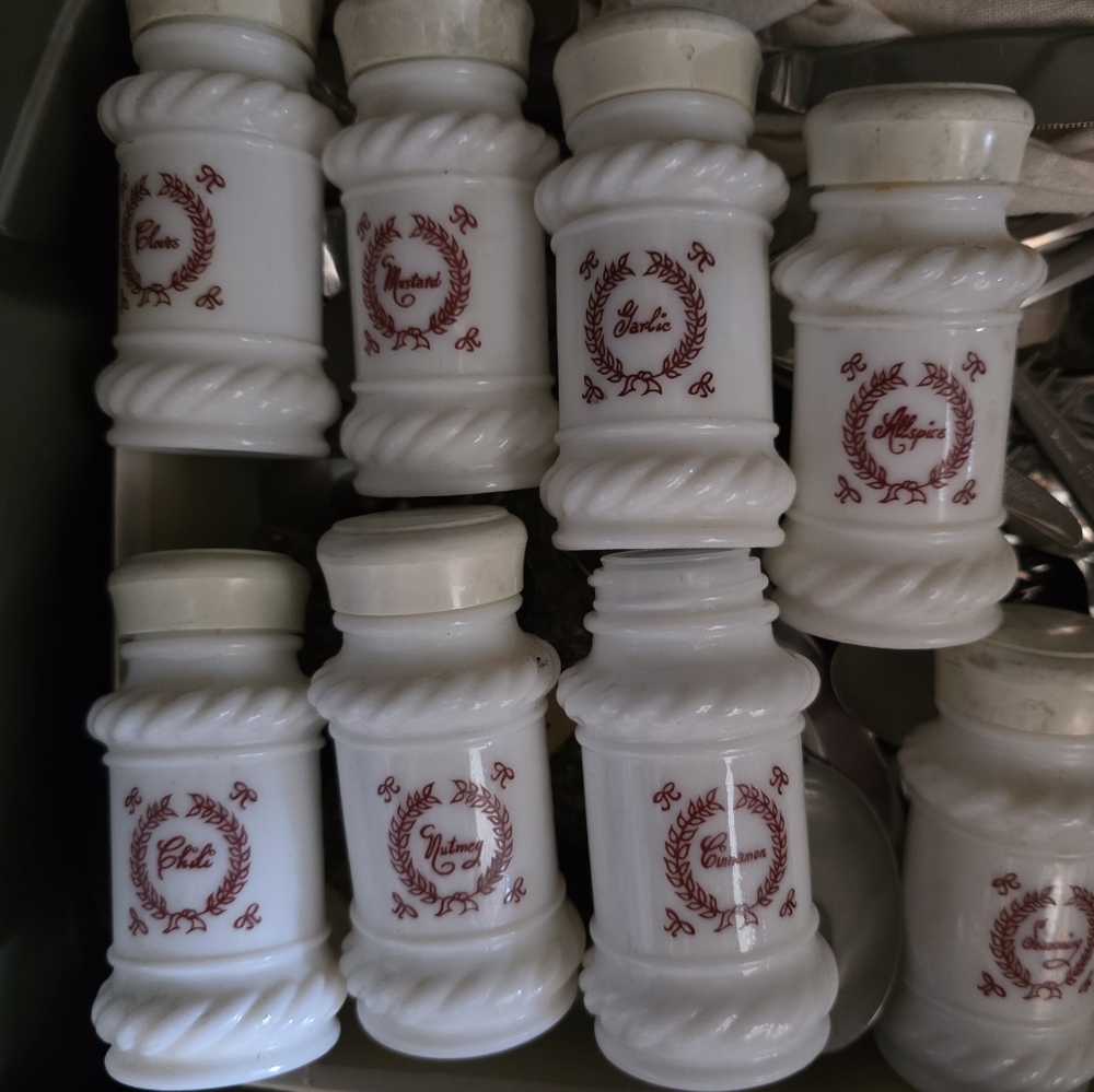 Vintage White Spice Jars Set - Picture 2 of 3